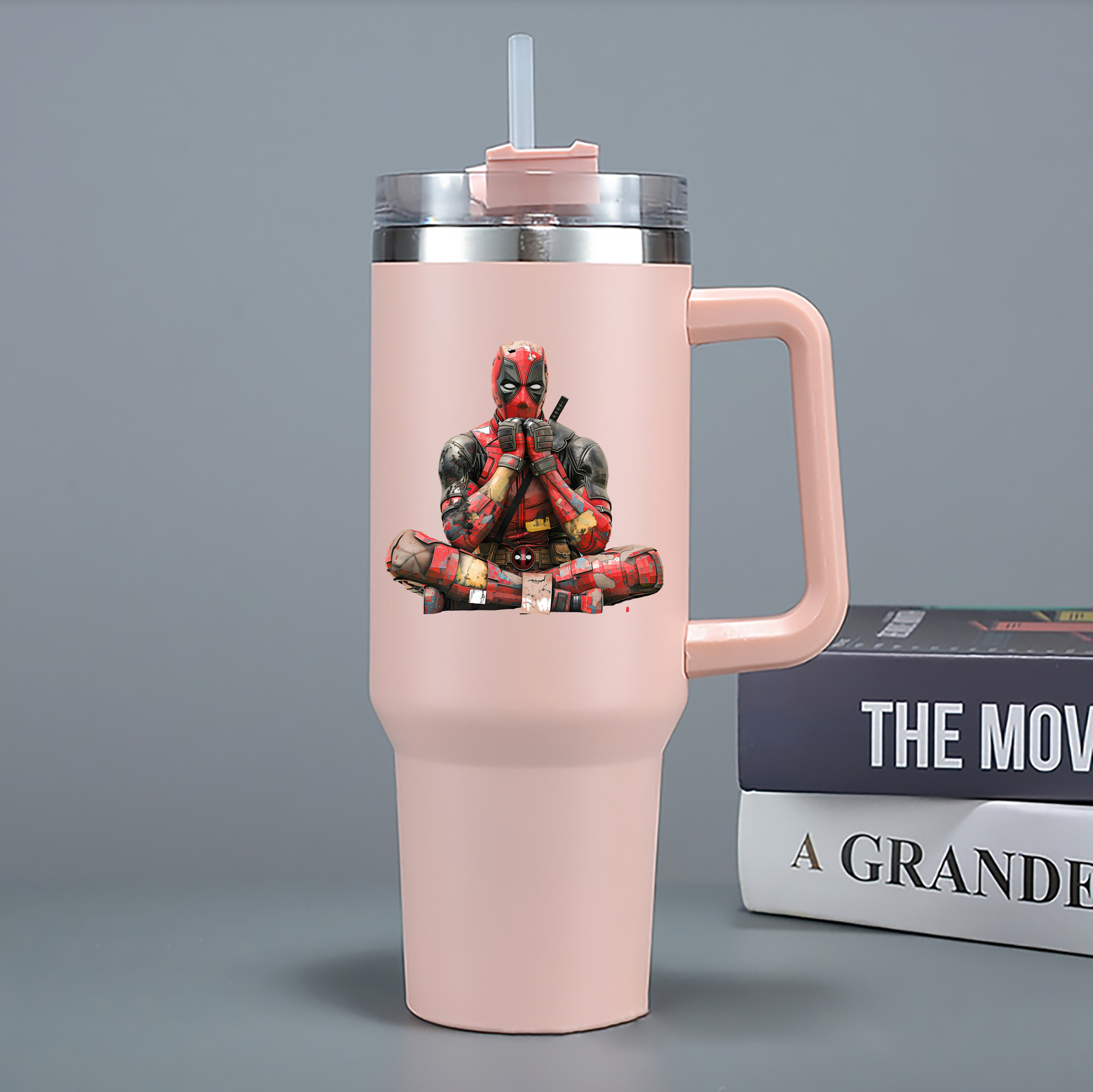 （画像用） Deadpool デッドプール 1200mL車用タンブラー - クリスタルステッカー（プラスチックストロー付き）